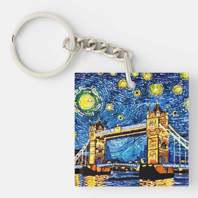 Starry Starry Night London England Key Ring (Front)