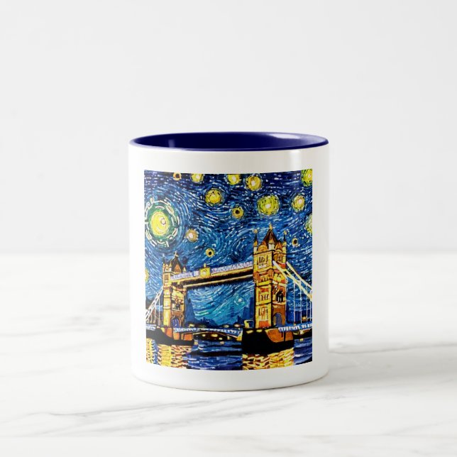 Starry Starry Night London England Two-Tone Coffee Mug (Center)
