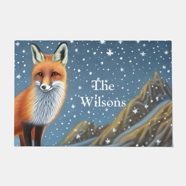 Starry Starry Night Storybook Fox Doormat (Front)