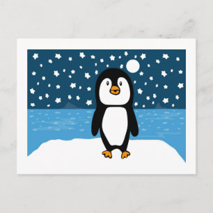Starry Starry Penguin Holiday Postcard