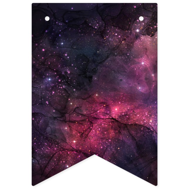 Starry Stars Outer Space Galaxy Planetary Pattern Bunting (First Flag)