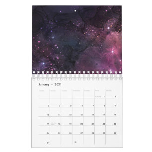 Starry Stars Outer Space Galaxy Planetary Pattern Calendar