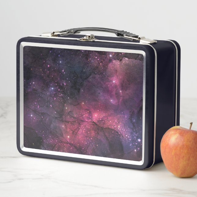 Starry Stars Outer Space Galaxy Planetary Pattern Metal Lunch Box (In Situ)