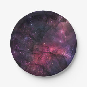 Starry Stars Outer Space Galaxy Planetary Pattern Paper Plate