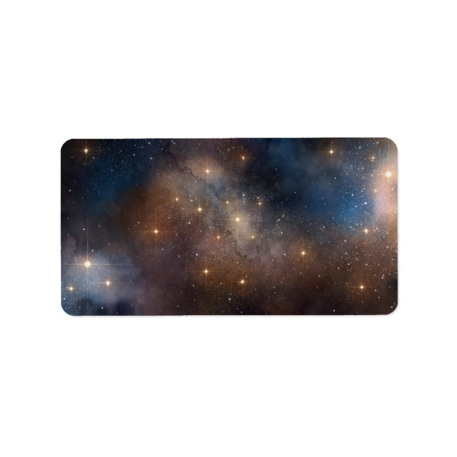 Starry Stars Space Galaxy Blue Black Pattern Label (Front)