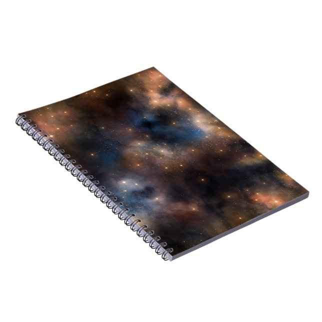 Starry Stars Space Galaxy Blue Black Pattern Notebook (Right Side)