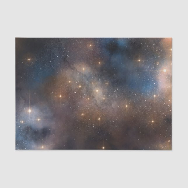 Starry Stars Space Galaxy Blue Black Pattern Tissue Paper (Front)