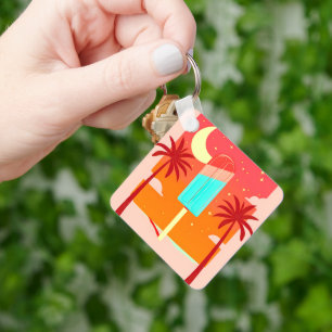 Starry Summer Palm Ice Oasis Key Ring