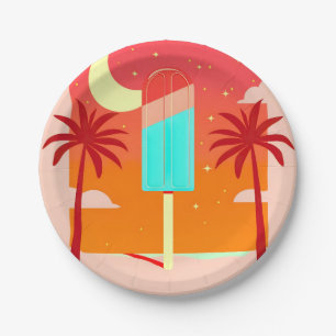 Starry Summer Palm Ice Oasis Paper Plate