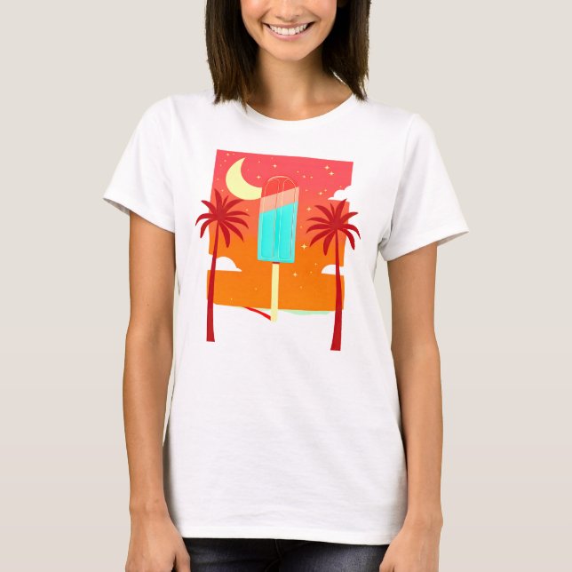 Starry Summer Palm Ice Oasis T-Shirt (Front)