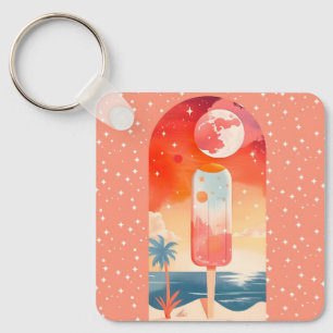 Starry Summer Tropical Night Key Ring