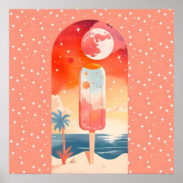 Starry Summer Tropical Night Poster (Front)