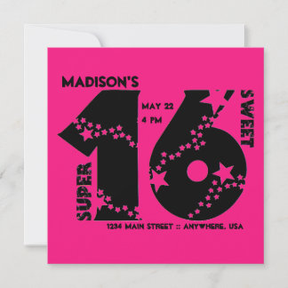 Starry Super Sweet 16 Invitation