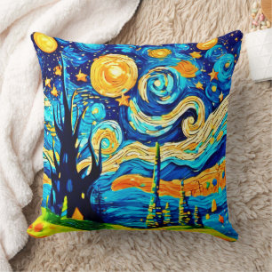 Starry Surrealism Inspired Artwork Cushion