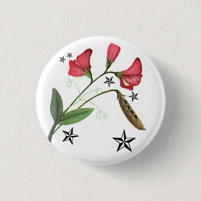 Starry sweetpea 3 cm round badge (Front)