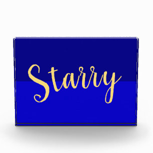 STARRY Text On Two Tone Royal Blue Colour Block