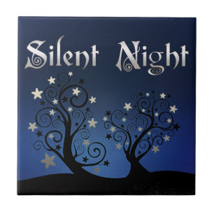 Starry Trees Silent Night Ceramic Tile