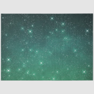 Starry twilight celestial night sky green tissue paper