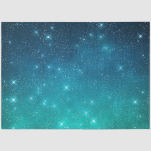 Starry twilight celestial night sky teal green tissue paper
