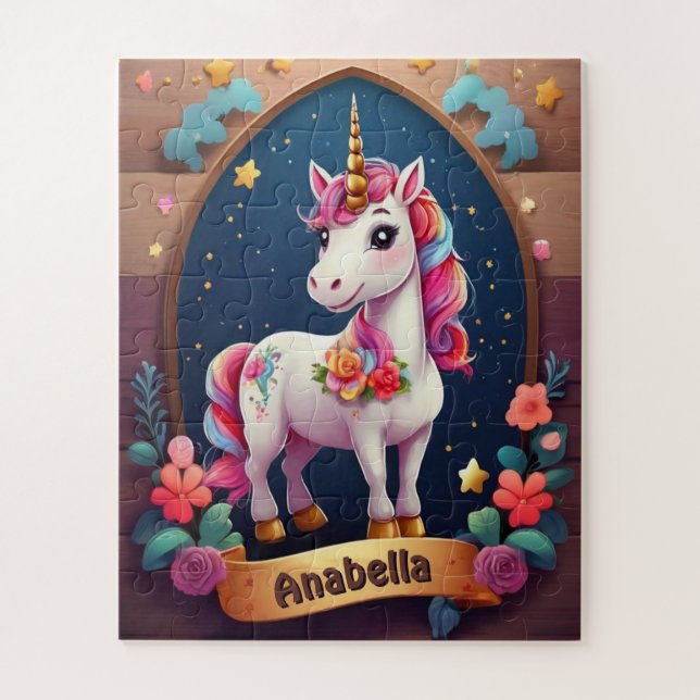 Starry Unicorn Dreams Personalised Jigsaw Puzzle (Vertical)