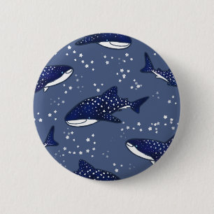 Starry Whale Shark (Dark) 6 Cm Round Badge
