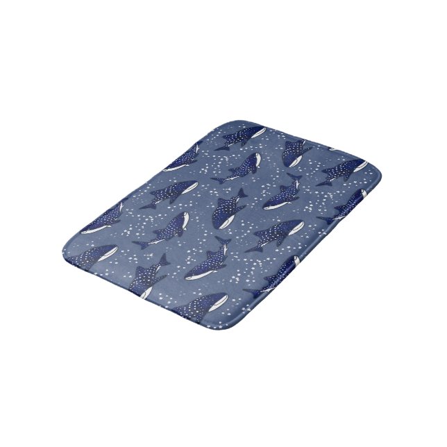 Starry Whale Shark (Dark) Bath Mat (Angled)