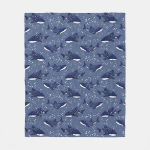 Starry Whale Shark (Dark) Fleece Blanket