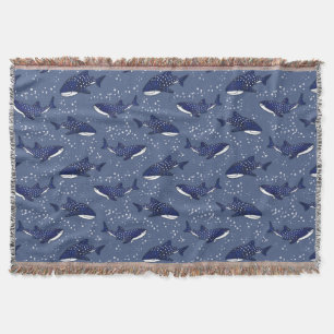 Starry Whale Shark (Dark) Throw Blanket