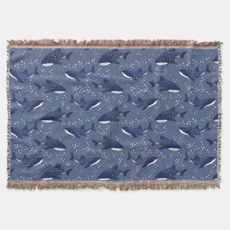 Starry Whale Shark (Dark) Throw Blanket