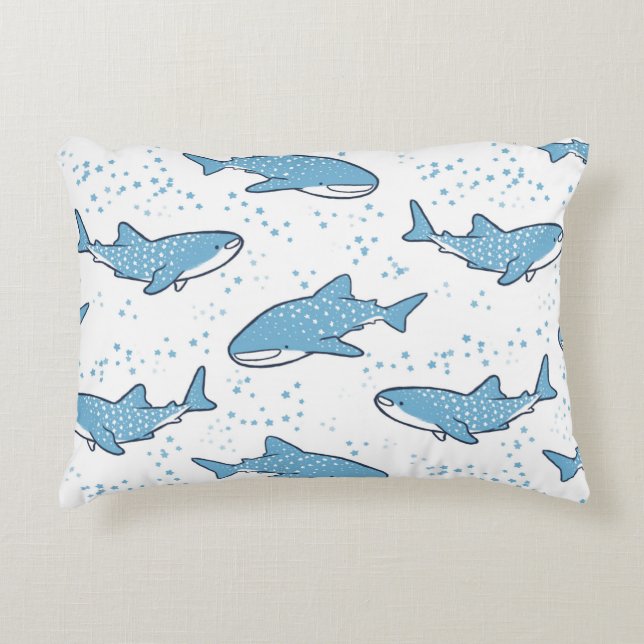 Starry Whale Shark (Light) Decorative Cushion (Front)