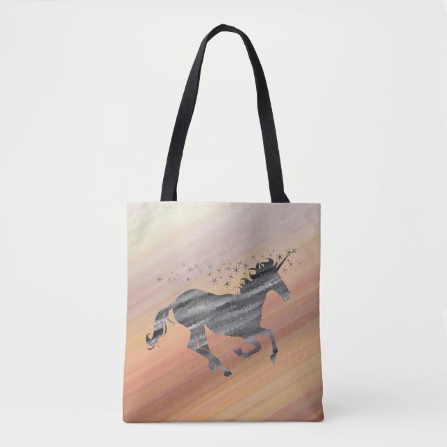 Starry Whimsical Unicorn Tote Bag (Front)