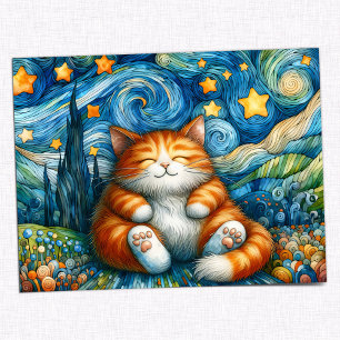 Starry Whiskers Cat Postcard
