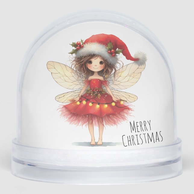 Starry Winged Fairy Holiday Card Snowglobe (Front)