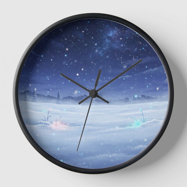 Starry Winter Field Wall Clock (Front)