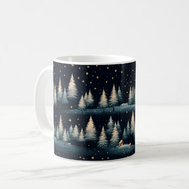 Starry Winter Forest Night Mug (Front Left)