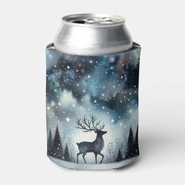 Starry Winter Night Deer Can Cooler (Can Front)