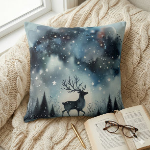 Starry Winter Night Deer Cushion