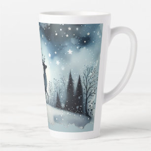 Starry Winter Night Deer Latte Mug