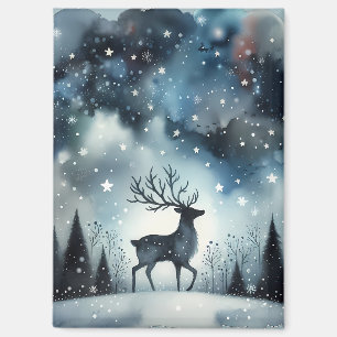 Starry Winter Night Deer Magnet