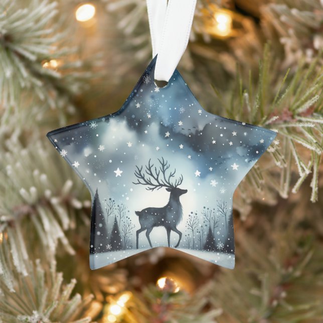 Starry Winter Night Deer Ornament (Tree)