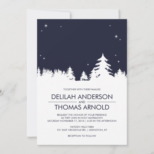 Starry Winter Nights Wedding Invitation (Front)