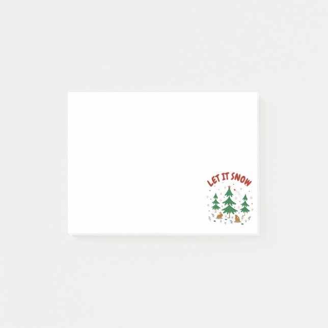 Starry Woodland Christmas Forest Rabbits Post-it Notes (Front)
