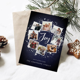 Starry Wreath Holiday Photo Collage Card