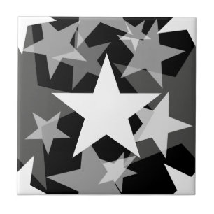 Stars 3 Black and White Ceramic Tile