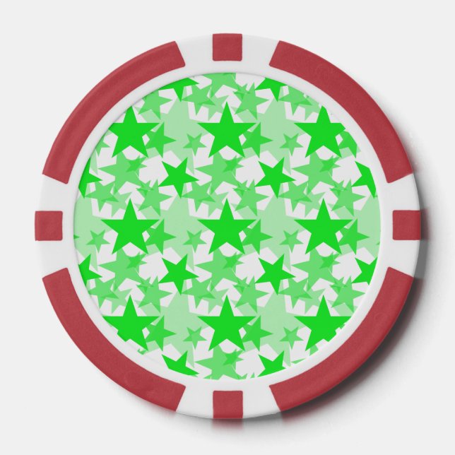 Stars 3 Green Poker Chips (Front)