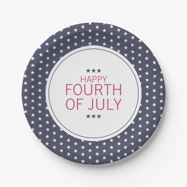 Stars 4th of July Independence Day Paper Plate (Front)