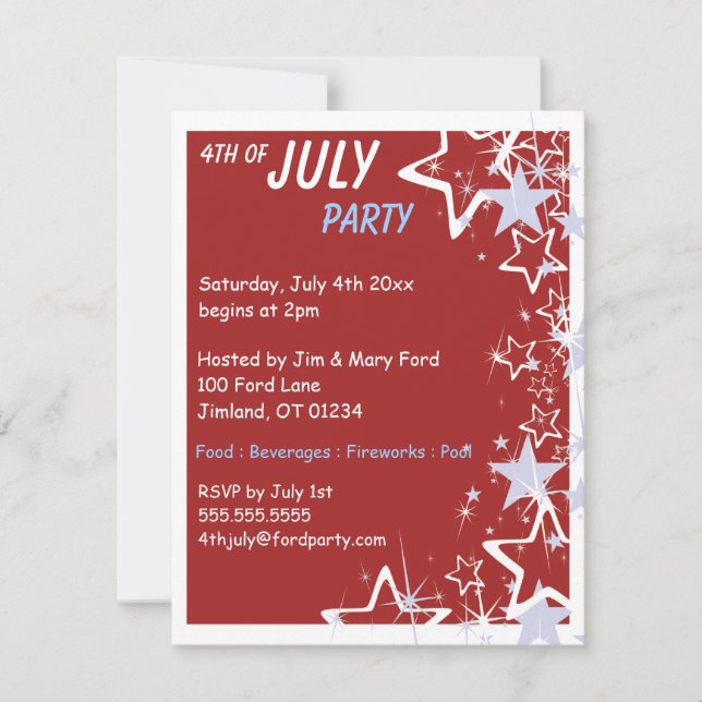 Stars 4th of July Party Invitations (Front)