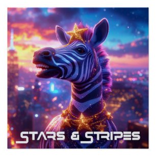 Stars Aad Stripes with ZEBRA ZANZIBAR Poster