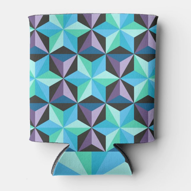 Stars Abstract Geometric Patchwork Can Cooler (Front)