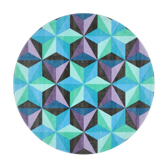 Stars Abstract Geometric Patchwork Cutting Board (Front)